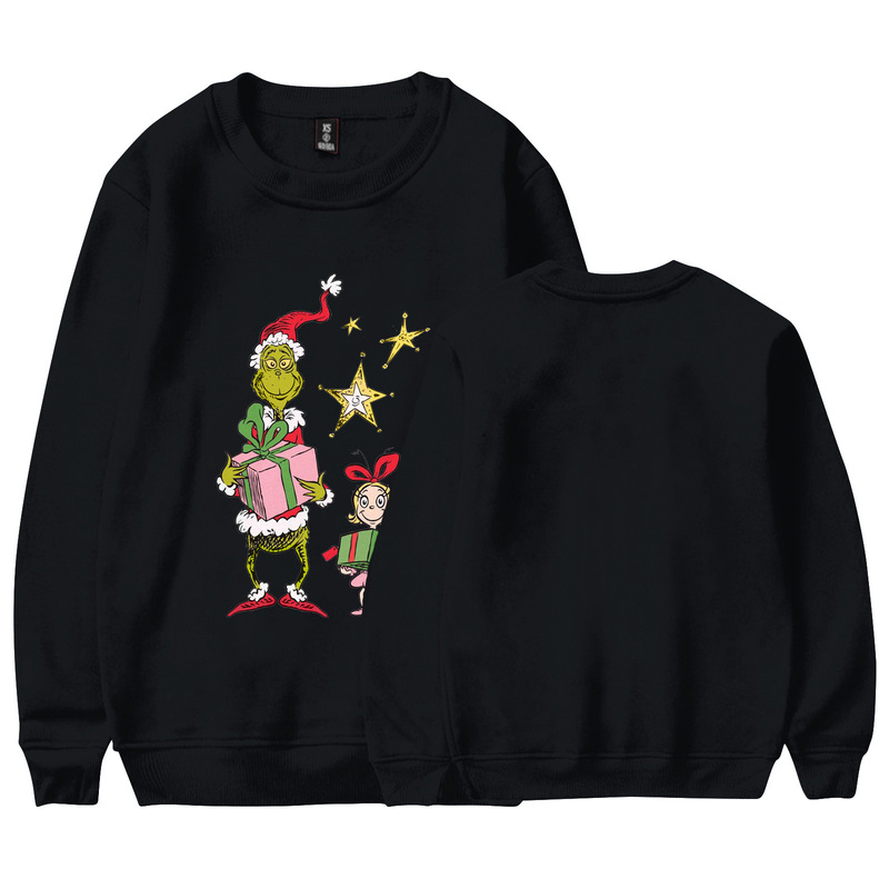 2023 New Sweatshirt Casual Round Neck Cotton Top European and American Popular Cartoon Christmas Duck Print Yellow Furry Monster 2023 New Sweatshirt Casual Round Neck Cotton Top European and American Popular Cartoon Christmas Duck Print Yellow Furry Monster