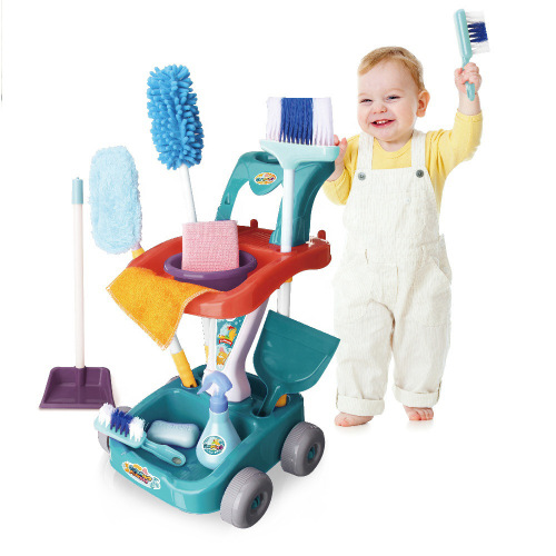 Cross-border Bestselling Dollhouse Cleaning Toy Set Children's Simulation Broom and Mop Tools for Cleaning and Housework