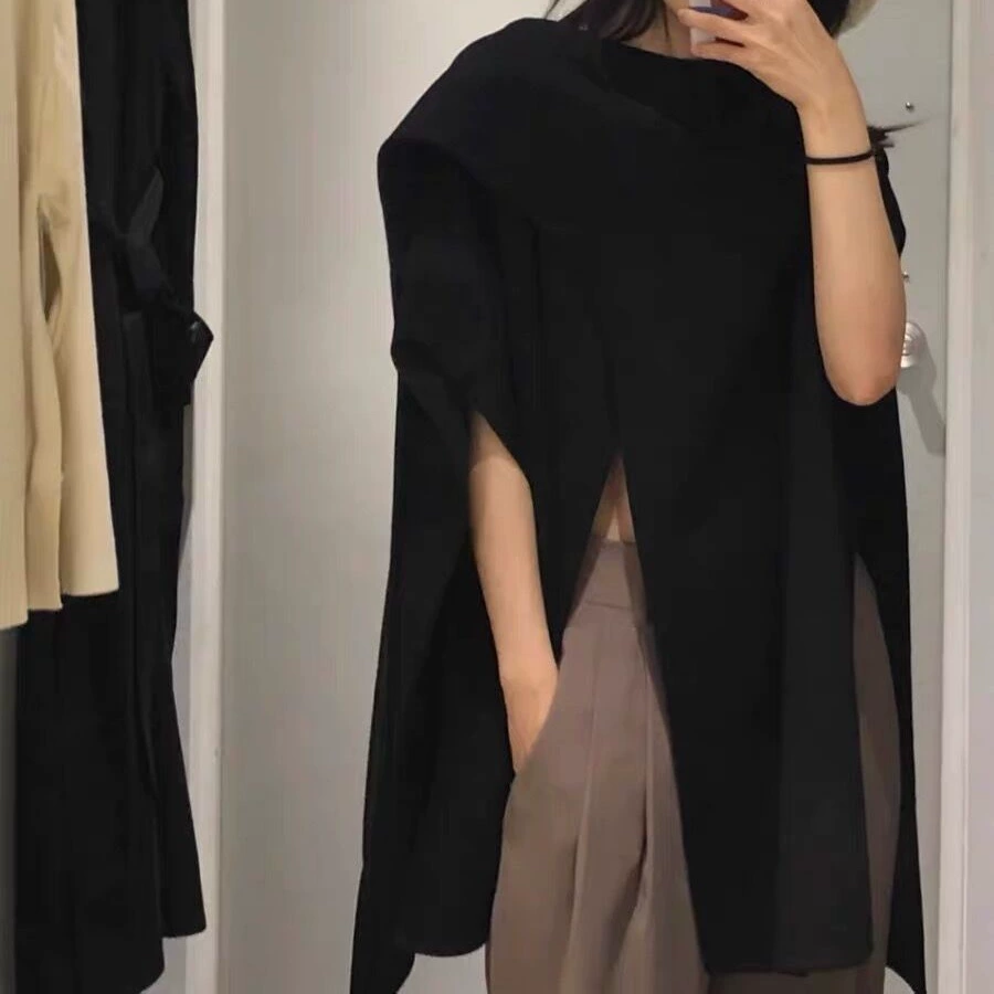 Легкий роскошный стиль 2024 осень и зима нерегулярные свободные двухсторонние шерстяные шали ручной работы пальто плащ