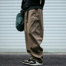 新款美式休闲裤春秋直筒日系宽松男裤裤子男纯色百搭长裤