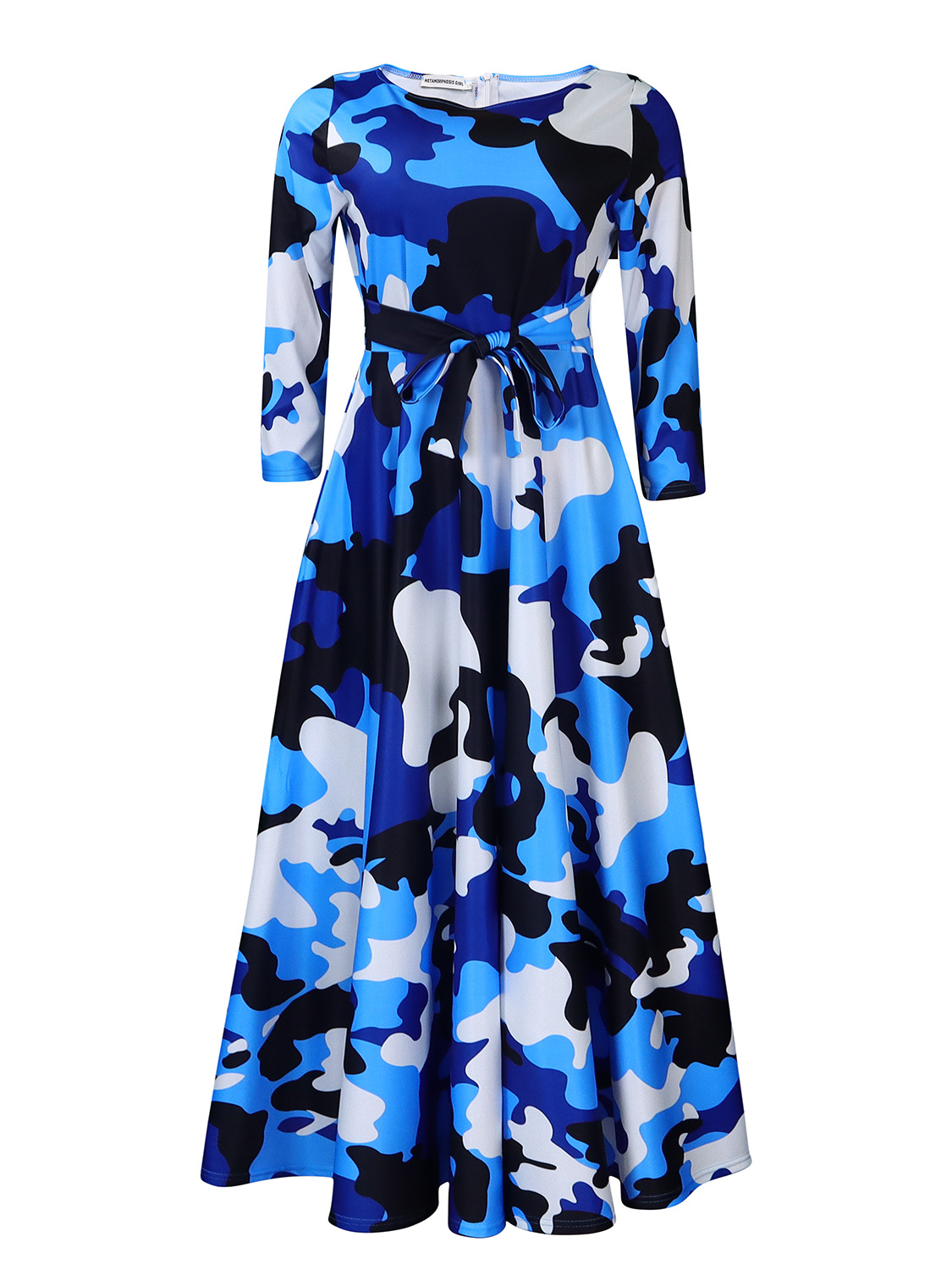 Plus Size African Print Midi Dress Stylish Tie Design Fashionable Comfortable Fabric Spring Summer Collection