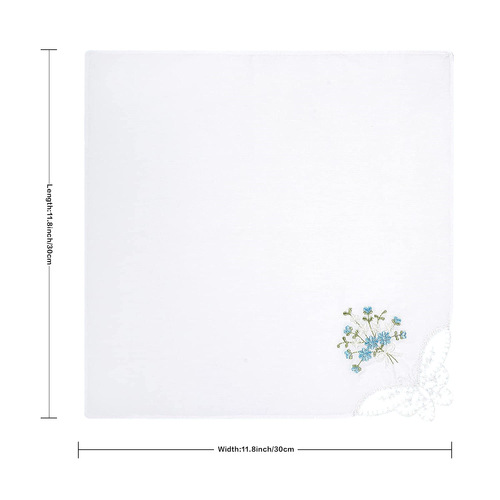 White base embroidered pure cotton women's lace edge handkerchief 28*28 100% cotton handkerchief