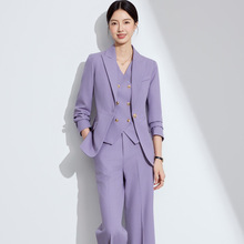 职业西装套装女时尚大牌高级感马甲三件套休闲气质主持人西服8202