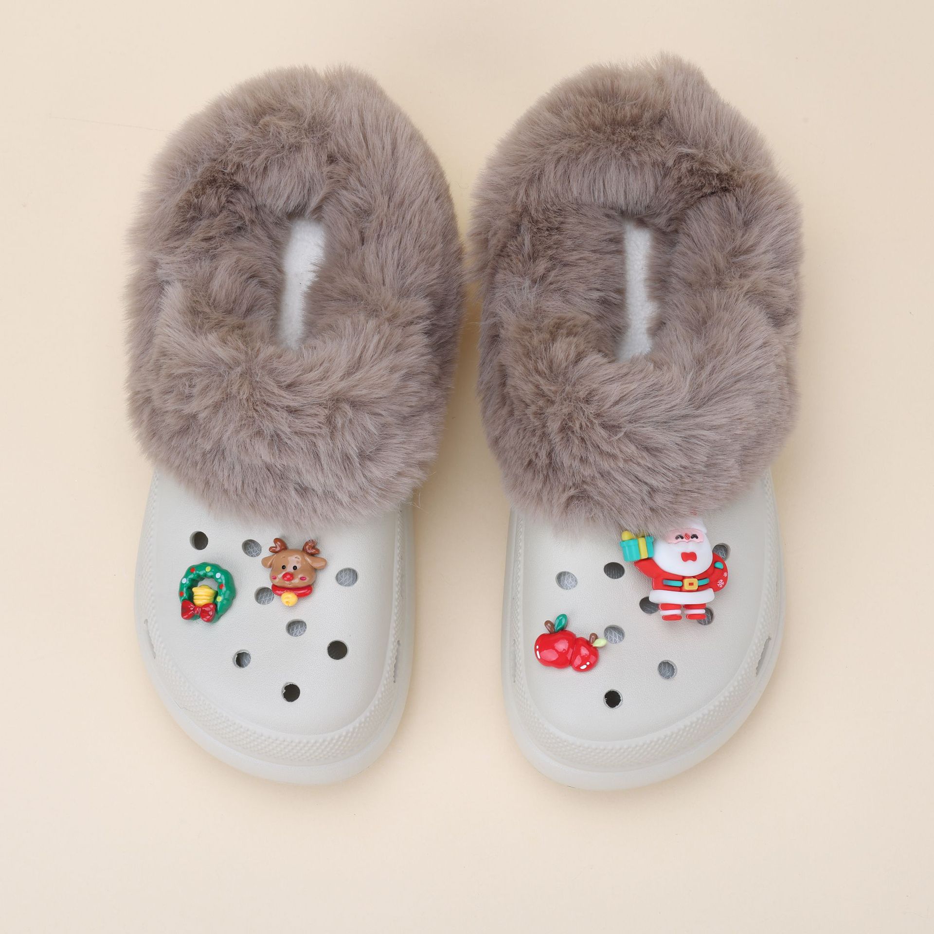 加棉保暖女毛毛拖鞋男款棉套可水洗加绒洞洞鞋内胆可拆卸毛套冬季