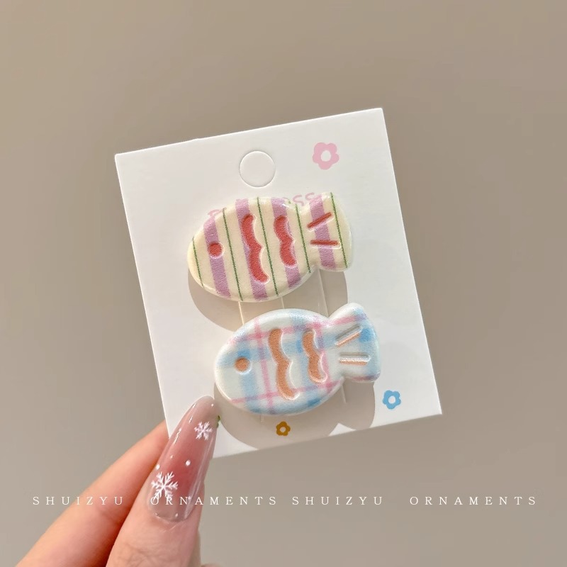 Pequeño pez de color clip para el cabello de la mujer adorable clip para el cabello de pestaña lateral dulce multifacé frente rotura clip para el cabello de boca de pato