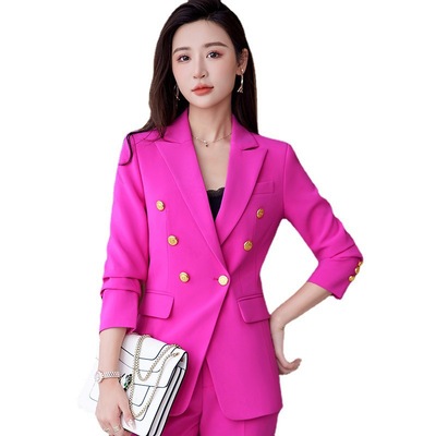 职业装女套装2022秋冬新款设计感白色西服气质女神范播音主持8017