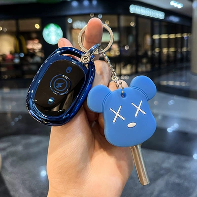 Car Key Protective Case Luna: Car key bag - electric-car-h-sapphire-blue-blue-door-key-set