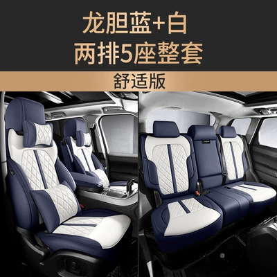 Cover | Modelə uyğun (Original) oturacaq örtükləri - gentian-blue-white-deluxe-edition-five-seats-nappa-leather-full-surround-in-front-and-rear-rows