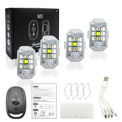 Cross-Border Motorcycle Electric Vehicle Led Strobe Light Remote Control M3 Aircraft Light Warning Tail Light Pilot Light Hot-Selling Vehicle-Mounted (Other Automotive Exterior Supplies) - m3-four-lights-remote-control