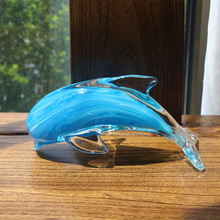 649Z批发博山琉璃海豚工艺品鱼缸造景海洋动物样板间装饰品摆件纪