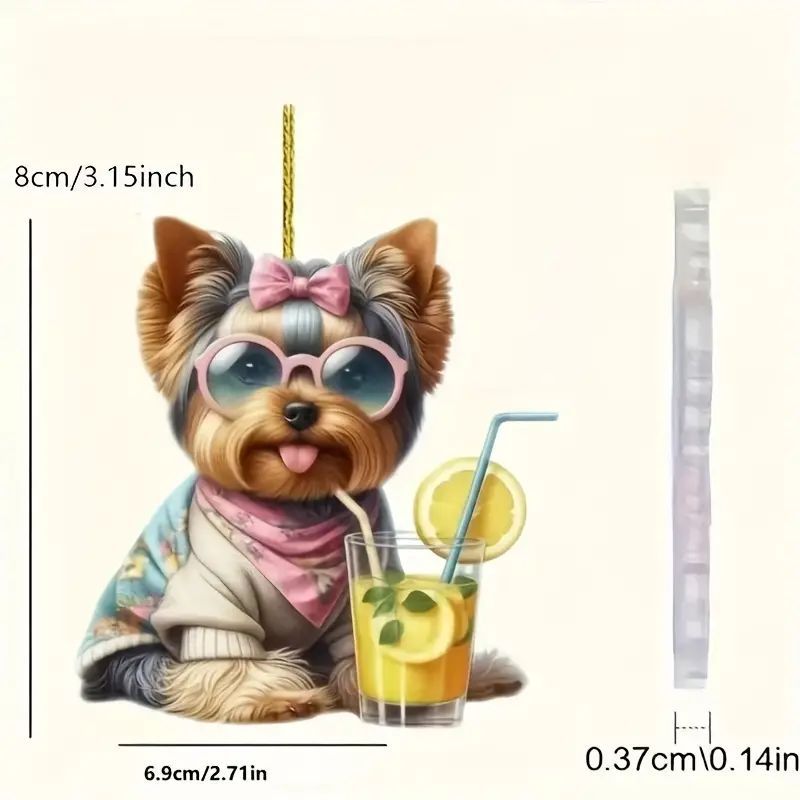 Nuevo cross-border bebidas gaseosas adorables perros colgante acrílico plano espejo retrovisor colgante mochila colgante