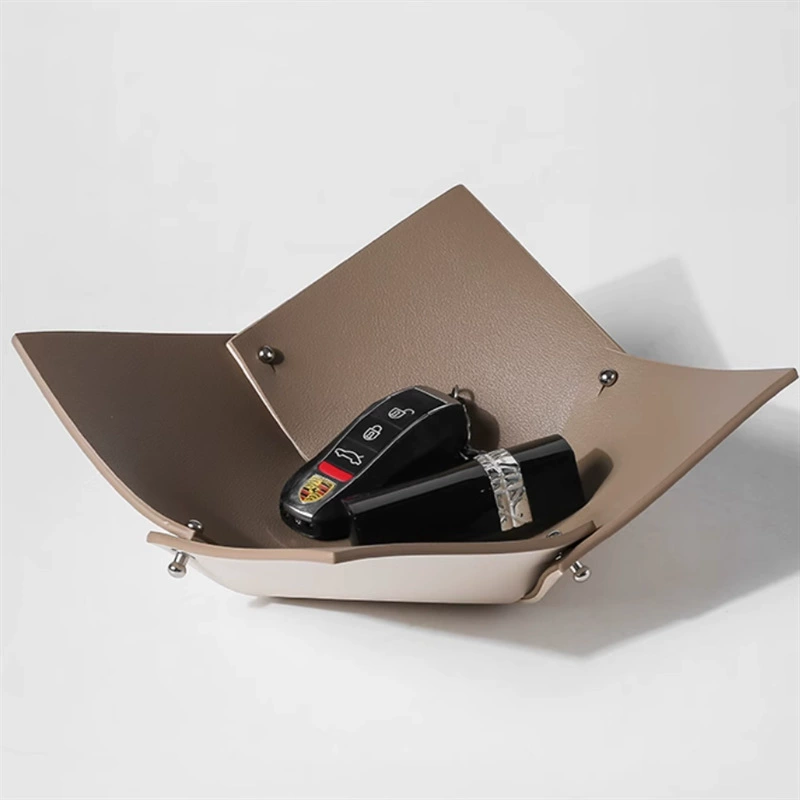 Настольный органайзер для хранения, подставка для украшений, двухцветный лоток для хранения, утолщенный кожаный лоток для ключей