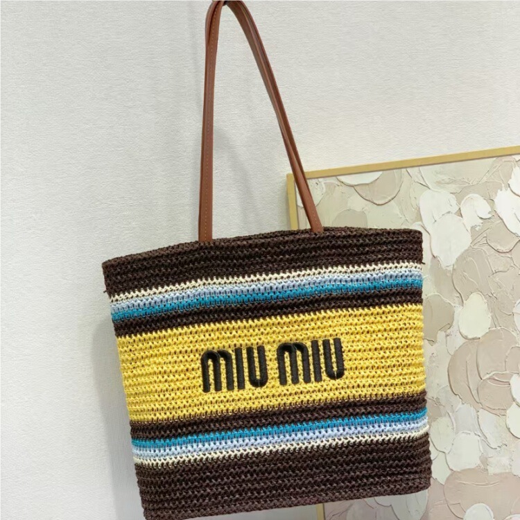 miu ビーチトートバッグ トートバッグ ラフィア ショッピングバッグ ストローバッグ 大容量 シンプル ショルダー レディースバッグ|undefined