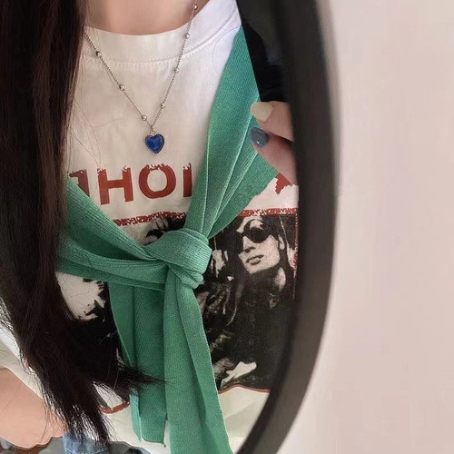 Thermochromic Love Bean Pendant Necklace Feminine Niche Creative Design Titanium Steel Colorless Clavicle Chain