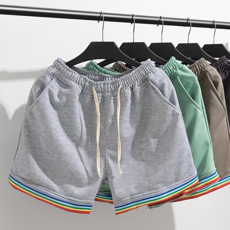 Summer sports shorts men's rainbow ribbon casual slim thin training running fitness three pants one-piece delivery