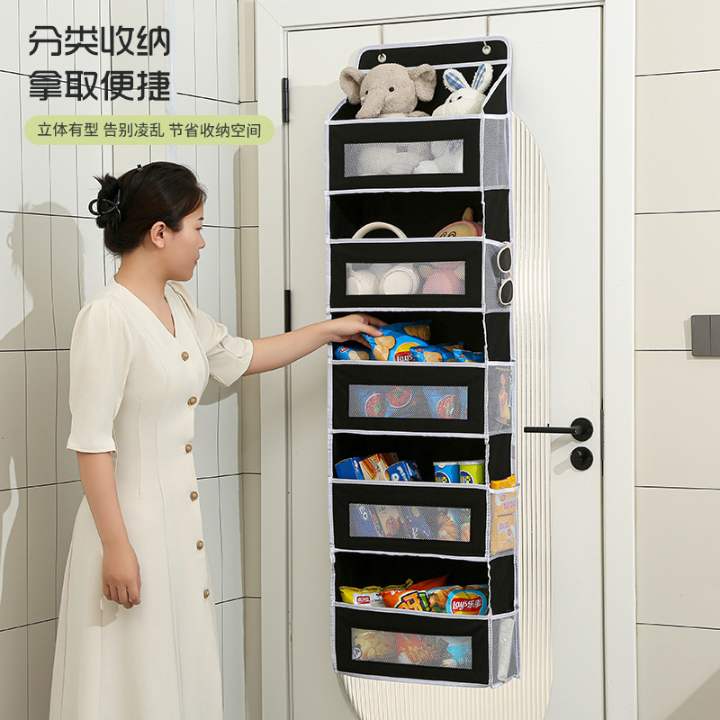 Bolsa colgante de almacenamiento detrás de la puerta Bolsa colgante de almacenamiento de gran capacidad montada en la pared Bolsa de artículos diversos de juguete multicapa plegable con ventana detrás de la puerta