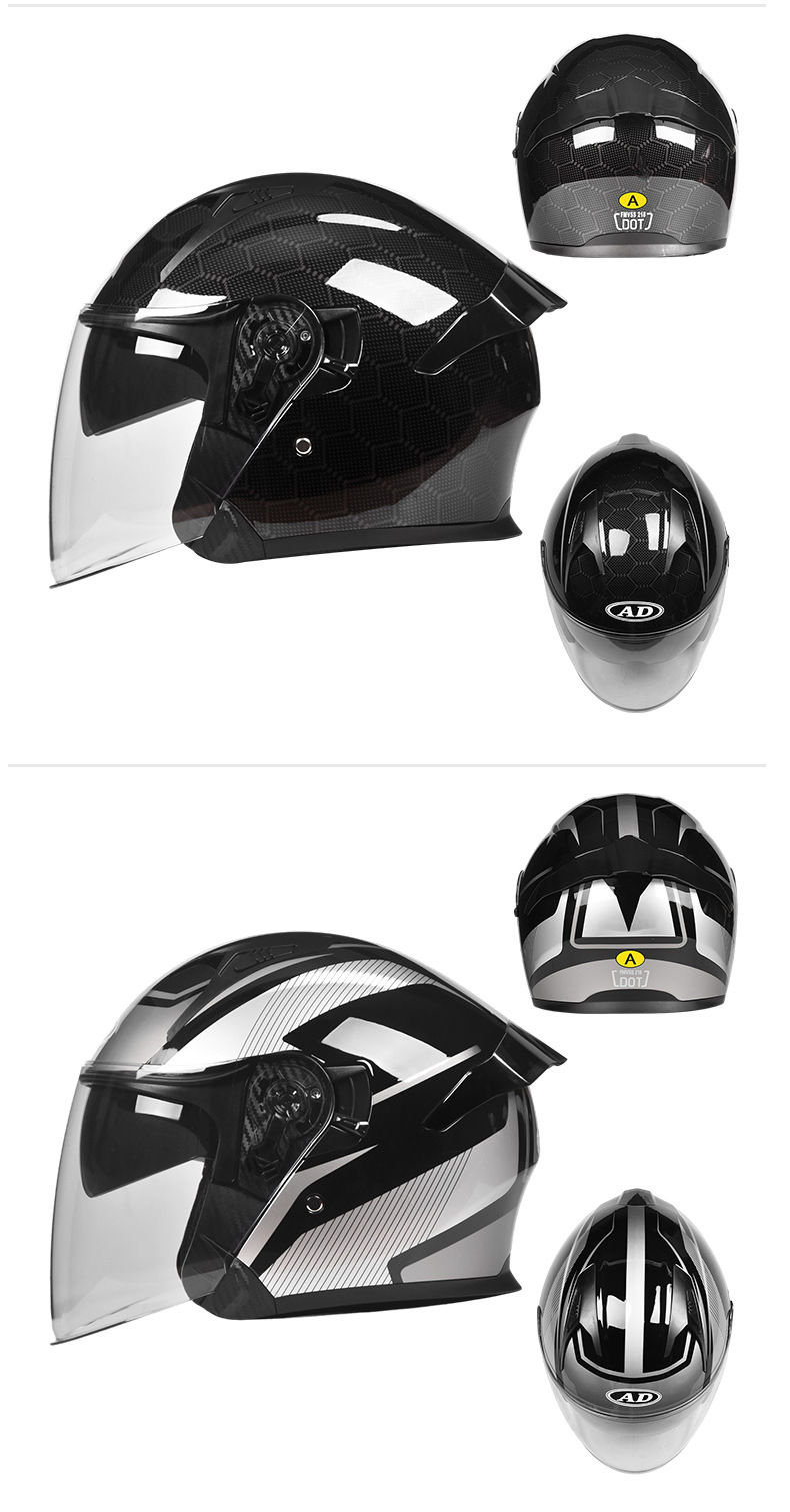 AD electric motorcycle helmet for men and women, suitable for all seasons, 3C certified, three-quarter half helmet for scooters and motorcycles