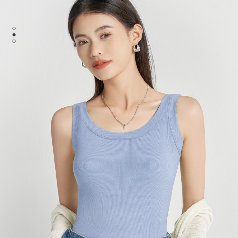Summer Pure Cotton Breathable All-match Threaded Vest Women's plus size Slim-fit Summer Outer Wear Inner Base Shirt Sleeveless Vest