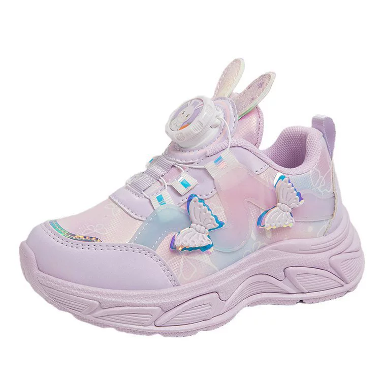 Children's sports shoes 2024 spring and autumn new girl spinning buttons Daddy shoes Little girl running shoes