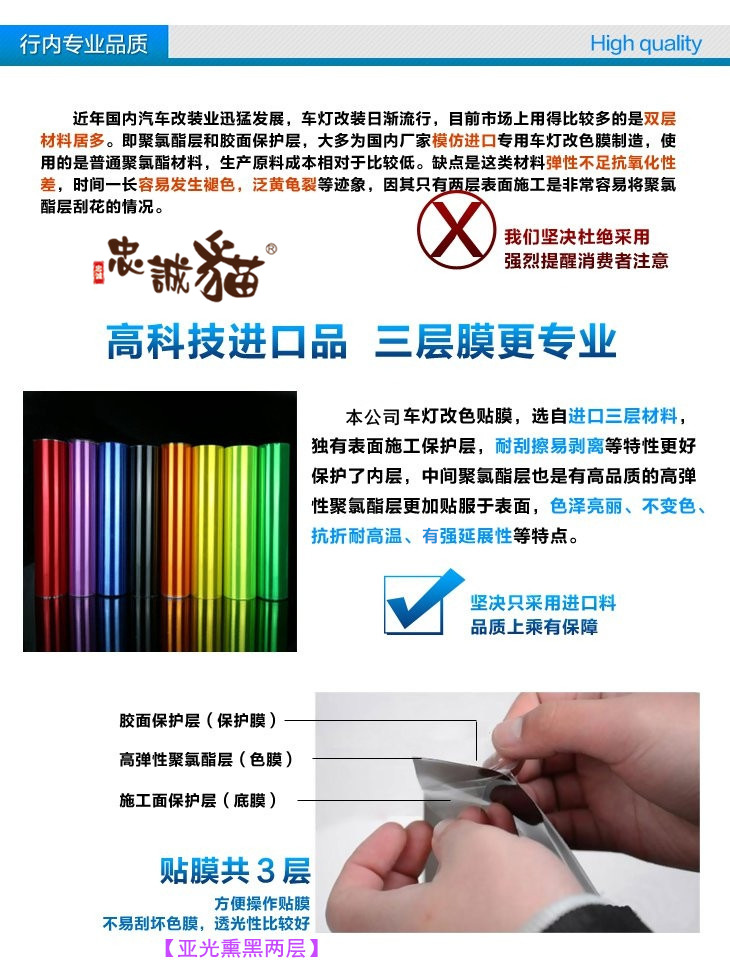 Suitable for Car Headlight Film, Black Warrior Tail Light Color Change, Tail Light Film, Bright Matte Frosted Film, Light Protection