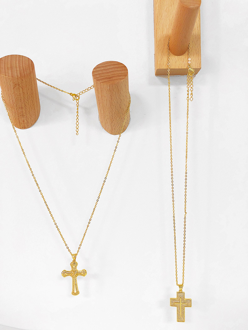 new micro-inlaid zircon hip hop cross necklace