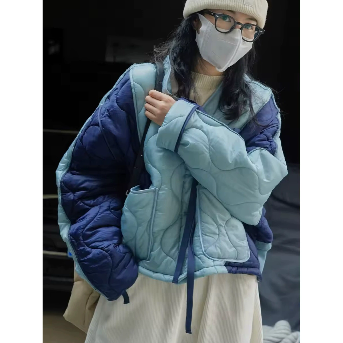 Зимняя куртка Lufu в уличном стиле в мелкозернистую клетку в японском стиле с холодостойким теплым профилем и хлопковой подкладкой, свободное мягкое приятное для кожи пальто для женщин