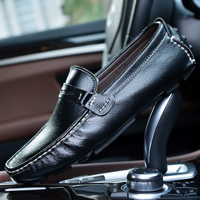 Бобовая обувь мужская натуральная кожа лето 2024 кожаная обувь дышащая повседневная обувь ленивая мужская обувь мужская одиночная обувь европейская станция оптом