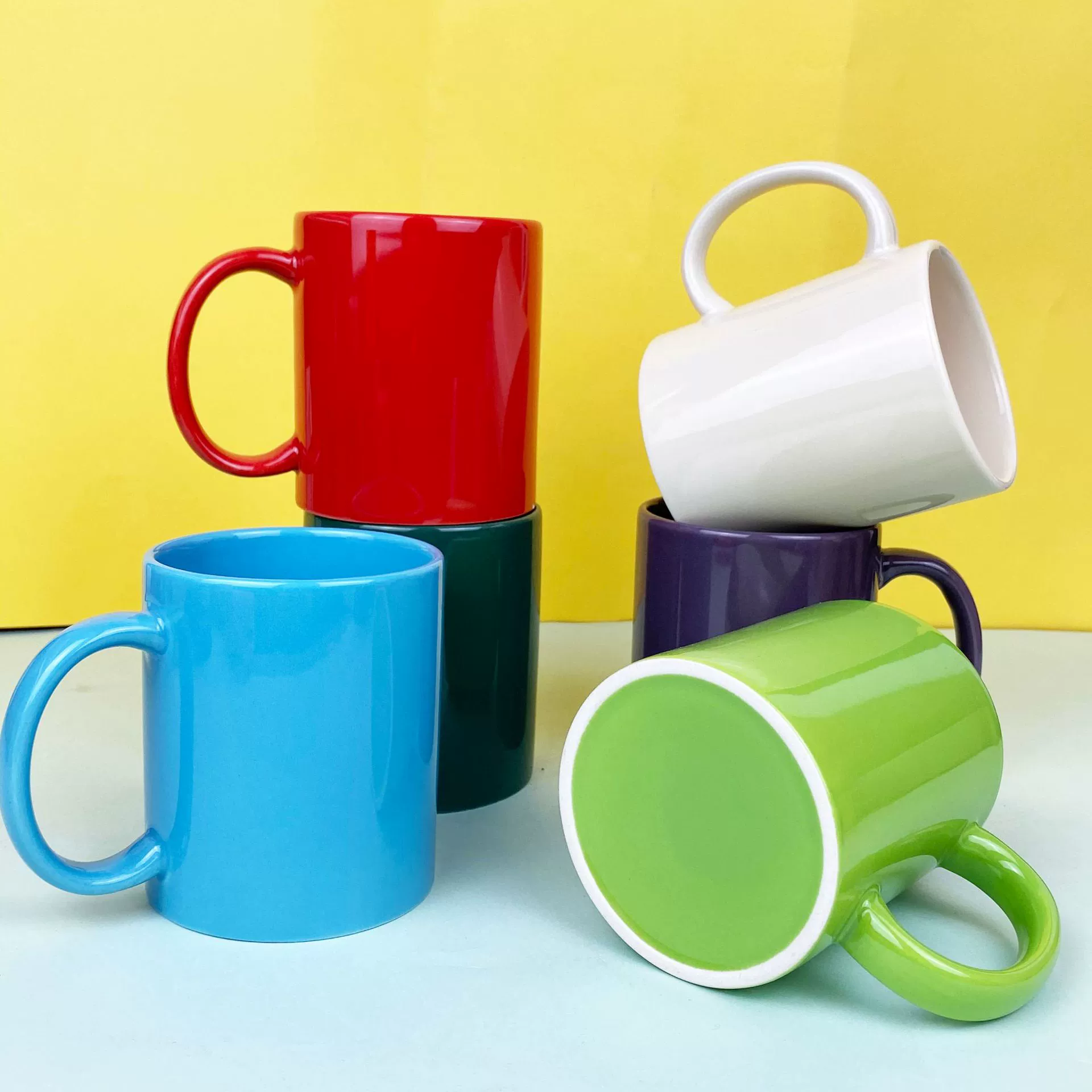  Customized color ceramic cups, color glaze mug, water cup, coffee cup, straight ceramic water cup, coffee cup