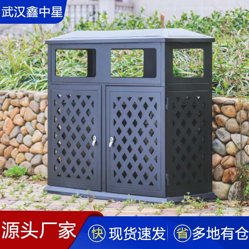 户外铁艺垃圾桶欧式果皮箱单桶果皮箱双桶分类垃圾箱高档小区桶