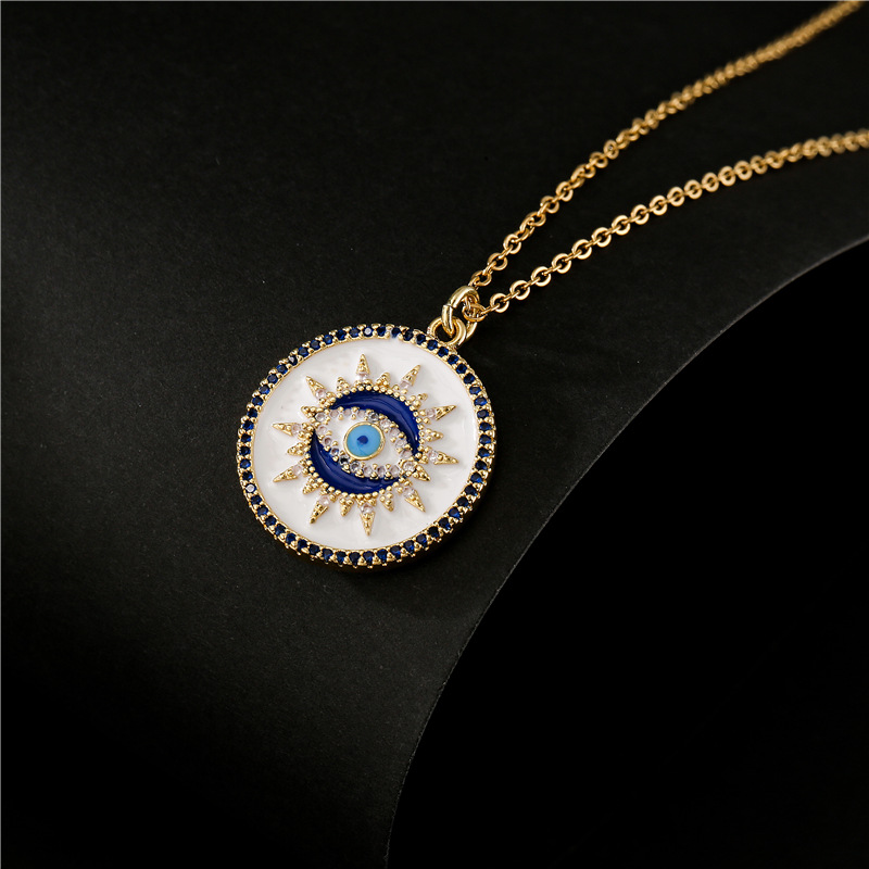 Fashion White Oil Dripping Devil's Eye Pendant Necklace display picture 3