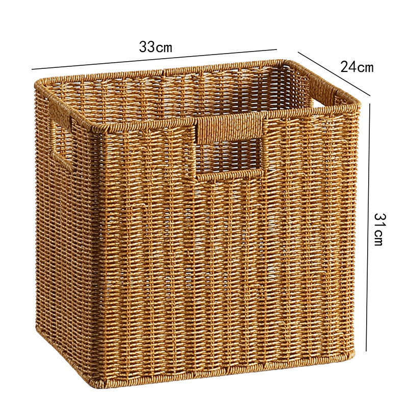 Cesta de almacenamiento rectangular de esquina de costura de imitación de ratán