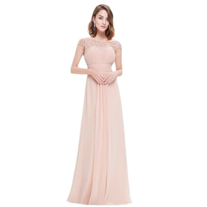 Elegant Lace A-Line Maxi Dress For Women, High-Waisted Flowy Bridesmaid & Evening Gown Comfortable Flowy Full Skirt_voghion.com