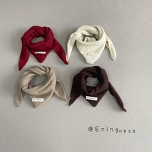 宝宝围巾秋冬季新款男女儿童三角巾保暖防风护颈针织毛线交叉围脖