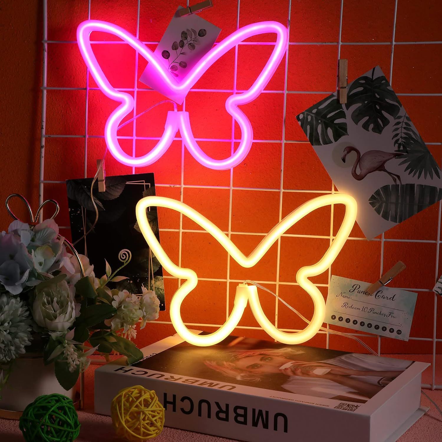 Neón LED luz de modelado mariposa Amazon en stock entrega de una sola pieza dormitorio decoración de la pared regalo de cumpleaños