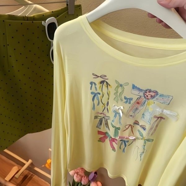 2026 New Style French Retro Bow Long-Sleeved T-Shirt for Women, Ice Silk Thin Sun Protection Cover-Up 2026 New Style French Retro Bow Long-Sleeved T-Shirt for Women, Ice Silk Thin Sun Protection Cover-Up