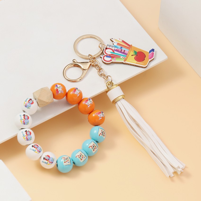 35g Weight Keychain Classification 1 Piece Quantity School, Graduation Occasion Acrylic, Wood Material Teachers' Day Festival Book, Letter, Tassel Pattern Unisex Gender Beaded Design Modern Style Style Modern Style Book Letter Tassel Arylic Wood Beaded Teachers' Day Unisex Keychain 10