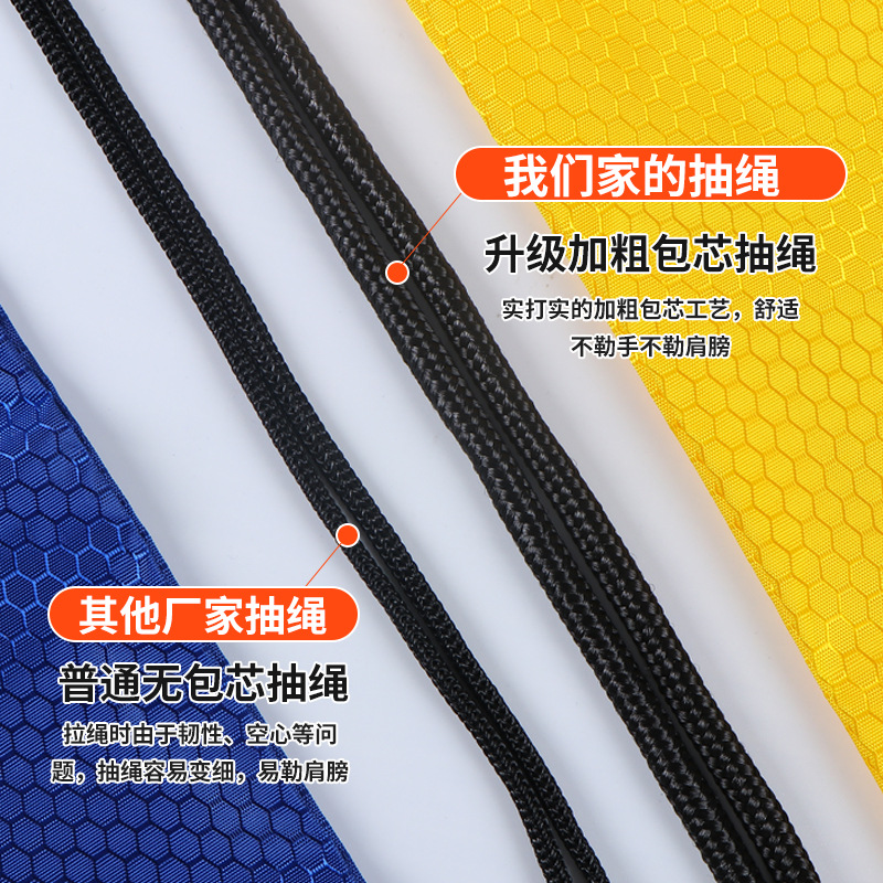 En stock impermeable Oxford tela cordón bolsa de almacenamiento fútbol patrón cordón mochila deportes al aire libre poliéster mochila bolsa