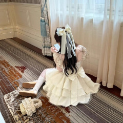 スーパーフェアリーデザインのリボン小さなフライングスリーブプリンセスチュチュスカート夏の新しい甘い初恋ウエスト痩身ショートスカート