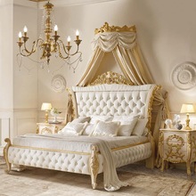 欧式床双人床主卧实木床法式新古典1.8米花布艺软包婚床公主床