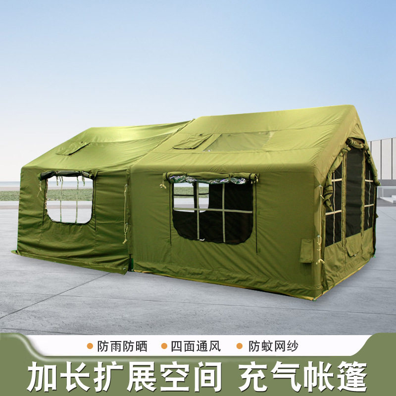 Carpa inflable para acampar al aire libre, tela Oxford gruesa, portátil, impermeable, montaje automático, habitación individual, resistente al frío, montaje rápido.