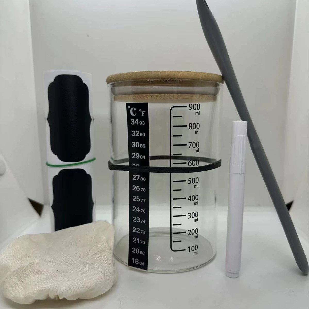 Преобразователь боросиликатный 32oz кислый хлеб прозрачная чашка Петри для дрожжей cross-border ферментированный тесто хлеб набор для выпечки герметичная банка