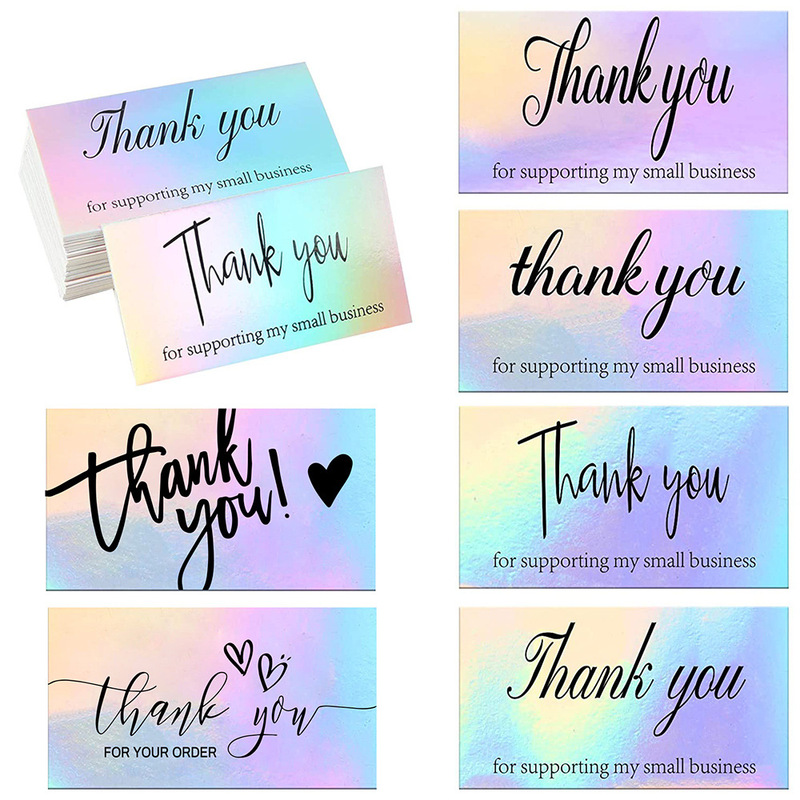 50 sheets/pack Laser rainbow thank you card gift packaging thank you card Amazon cross-border wholesale