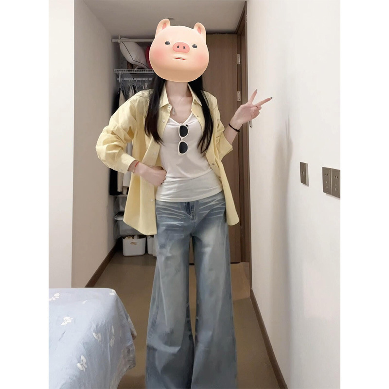 ブルーサンプロテクションシャツ女性のための 2025 夏の新しいアイスシルクオリジナル糸ジャケットルーズトップアウターシャツ軽くて薄い|undefined