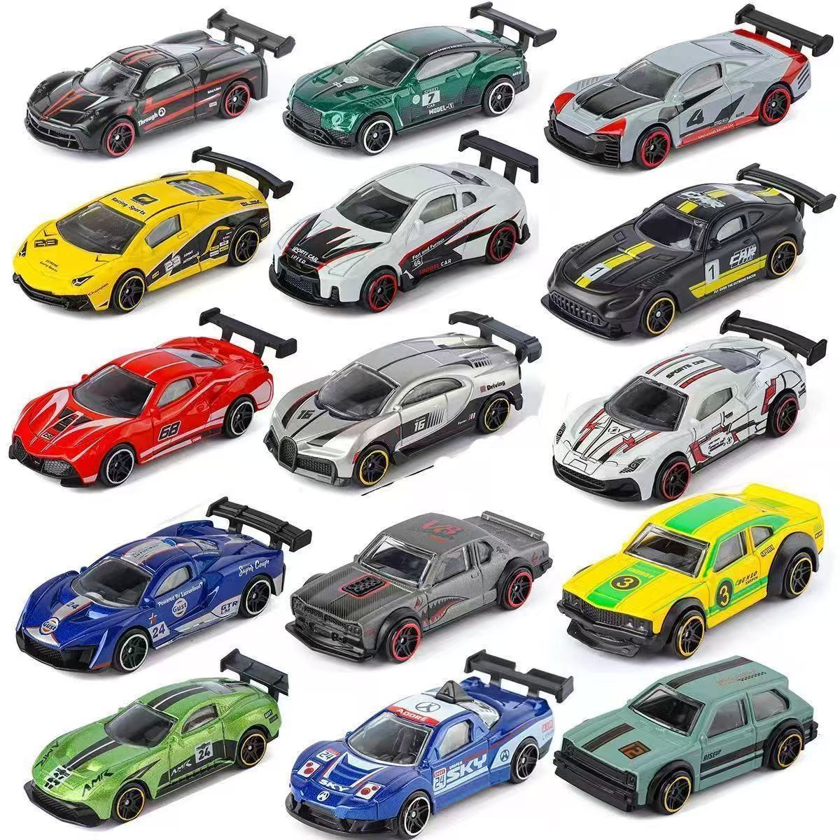 跨境合金汽车模型仿真1:64滑行跑车赛车儿童小玩具车套装男孩礼物