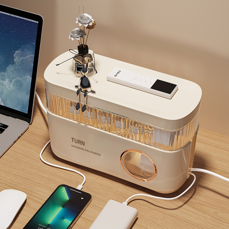 データライン収納ボックス電源充電ケーブル収納携帯電話充電器プラグ整理デスクトップ巻線器ケーブルボックス|undefined