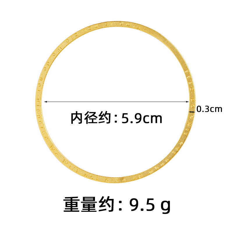 Brazalete de anillo de oro de Vietnam simple letras de inglés ligero lujo fresco alto nivel sensación de nicho pulsera aleación de cobre al por mayor
