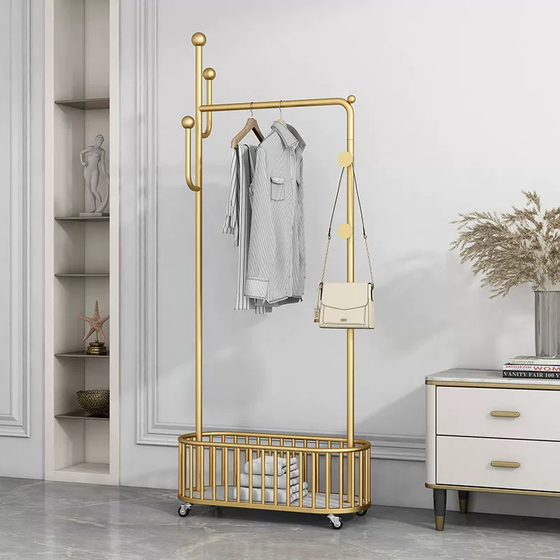 Полка для спальни, вешалка для одежды на колесах, легкая роскошная домашняя съемная напольная вешалка для хранения одежды в скандинавском стиле, вешалка для одежды для гостиной