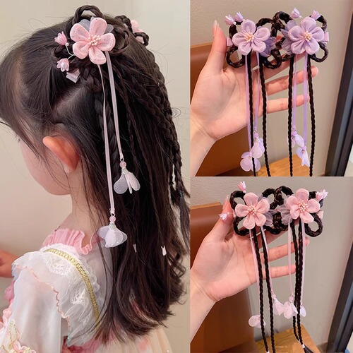 Ancient style wig braids hair accessories little girl cute flower hairpin children Hanfu headdress Chinese style girls hairpin