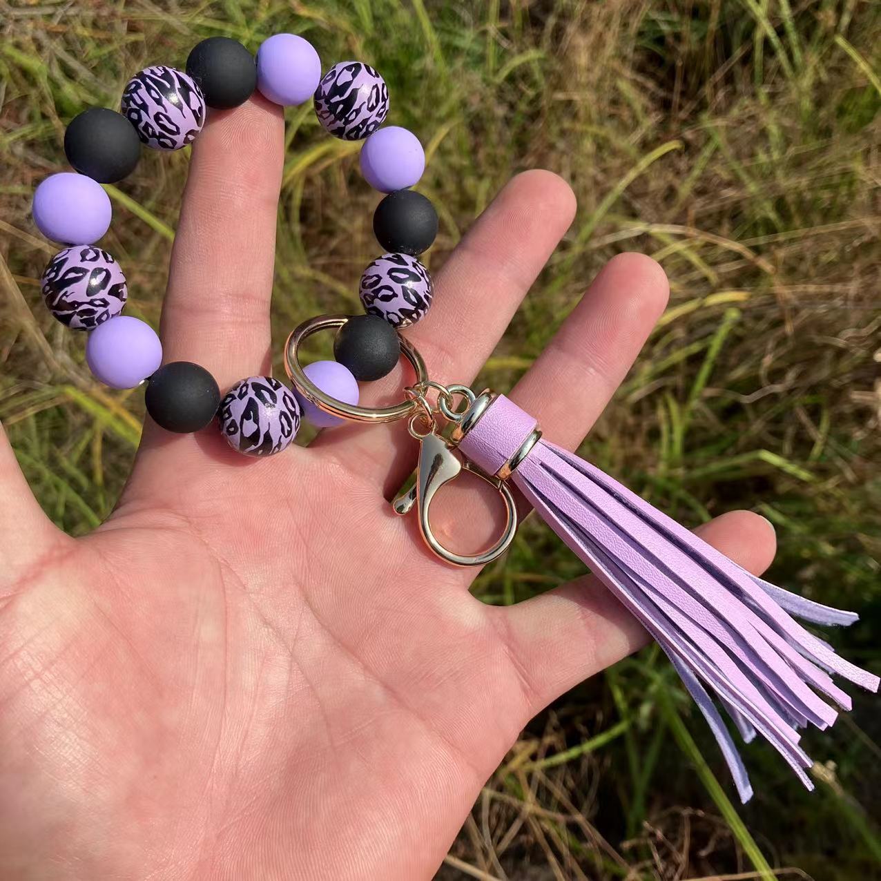 1 Stück Lässig Strassenmode Farbblock Kieselgel Armbänder Schlüsselbund display picture 6