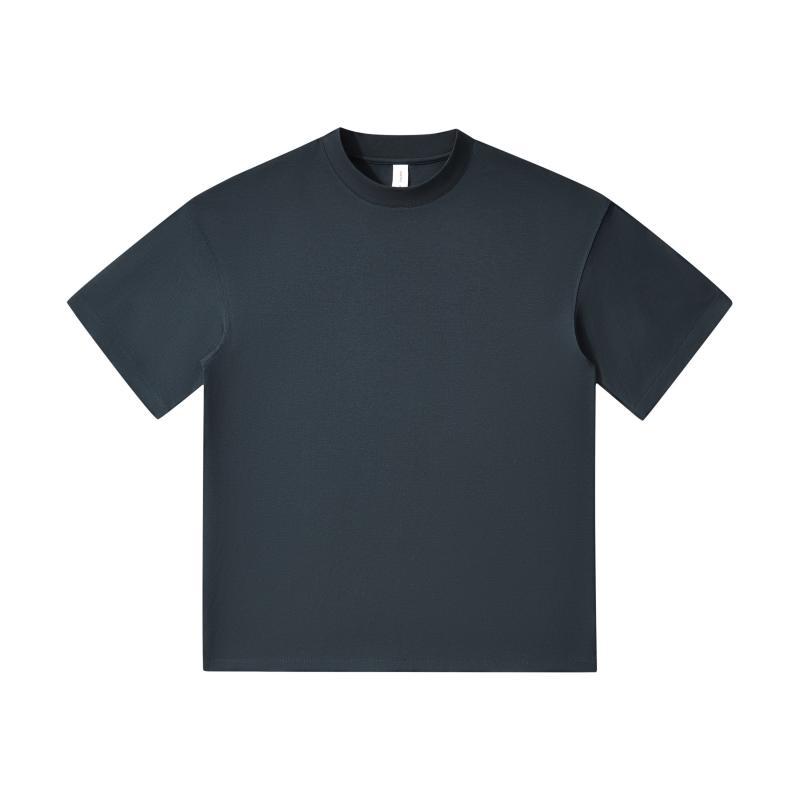 Marca de primavera y verano pesada 240G algodón de hielo de color sólido cuello redondo de manga corta para hombres coreanos simples diarios versátiles camiseta de media manga